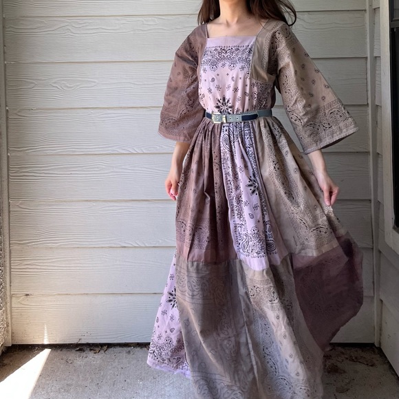 Handmade Bandana Dress SKU 02858 Muddy Earthy Maxi - Picture 10 of 16